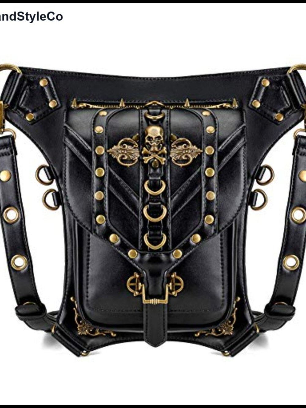 Steampunk Gothic Leather Fanny Pack Crossbody Shoulder Bag